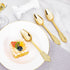 WDF 100 Piece Gold Plastic Spoons Disposable - 6.93 Inch Baroque Gold Plastic Silverware for Dessert Cake - Heavy Duty Plastic Spoons for Party, Wedding or Daily Using