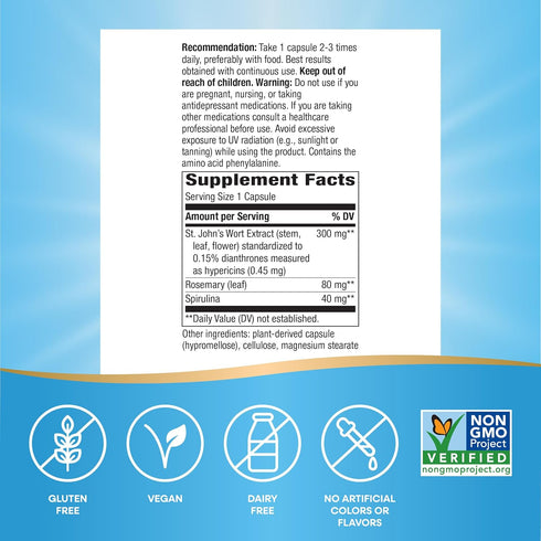 Nature’s Way St. John’s Wort Premium Extract, 90 Capsules, Promotes a Positive Outlook, Non-GMO & Vegan