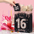 SUNDECO 16 16th Sweet Birthday Gift Bag - Large Rose Gold and Black Party Decorations with Tissue Paper, Birthday Card
