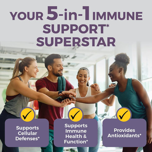 Viva Naturals Elderberry with Vitamin C and Zinc for Adults - 5 in 1 Sambucus Black Elderberry Capsules with Vitamin D3
