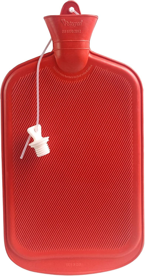 Peterpan Rubber Hot Water Bottle with Cover, XXX-Large, BPA & PVC Free, 100 Fl Oz Capacity for Pain Relief, White
