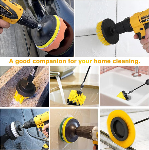 30 Piece Drill Brush Attachments Set, Scrub Pads & Sponge & Wire Brush for Drill, Power Scrubber Brush Kit