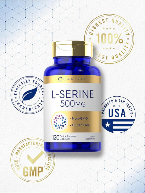 Carlyle L Serine Capsules, 500 mg, 120 Count, Non-GMO & Gluten Free Supplement
