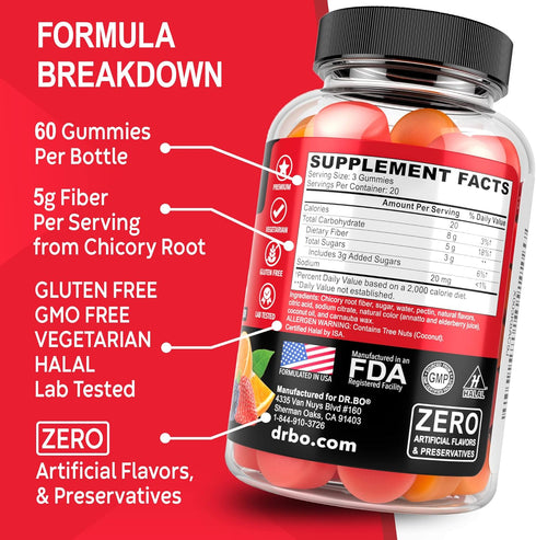 Fiber Gummies for Adults & Kids - Tasty Gummy Prebiotic Fiber Supplement for Digestive Health, 60 Fiber Gummies