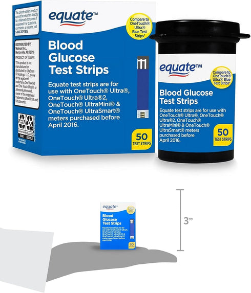 Blood Glucose Test Strips - 50 Count for Glucose Monitor Kit, Compatible with OneTouch Meters, Reliable Readings