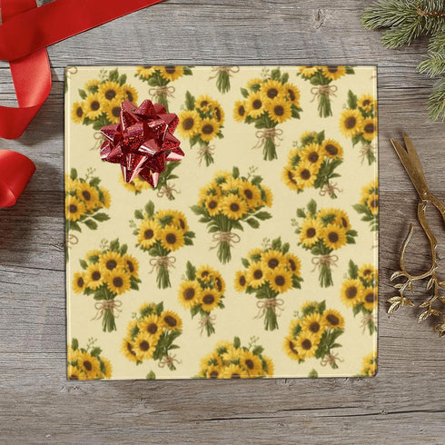 Showers58 23 inches,1 pnyoin Merry Christmas Wrapping Paper Roll,Sunflowers and Bouquet Gift Wrap Perfect