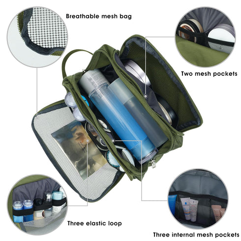 Toiletry Bag for Men, Hanging Dopp Kit Water Resistant Shaving Bag, Small Toiletry Bag for Traveling (Pure Green)