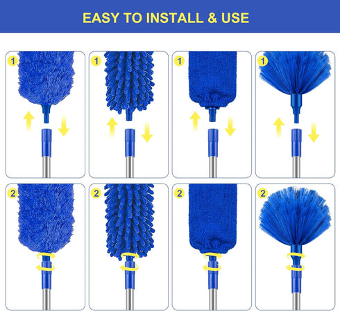 Dusters for Cleaning, Newliton Microfiber Ceiling Fan Cobweb Duster with Extension Pole