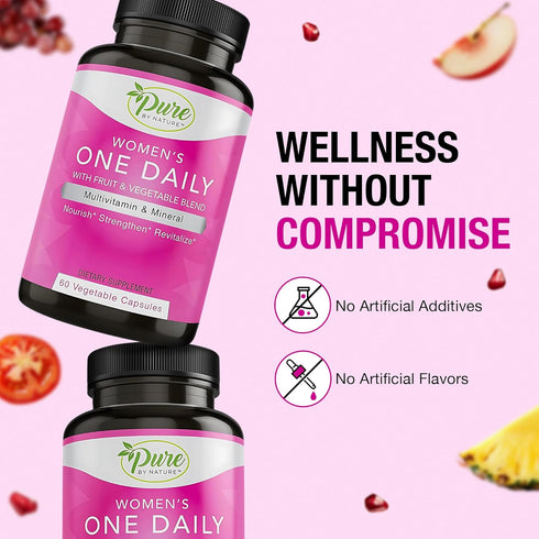 Pure By Nature One-Daily Multivitamin for Women, Immune Support Supplement, 60 Veggie Capsules