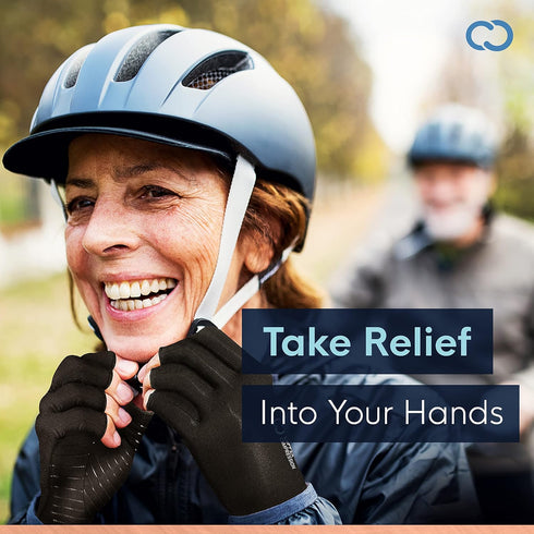 Copper Compression Arthritis Gloves - Fingerless Hand Support Wrist Brace for Men & Women, Pain Relief (S)