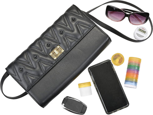 Portable Pill Box with 3 Containers, Small Daily Pill and Vitamin Organizer for Travel or Home Use, Magnetic Attachment
