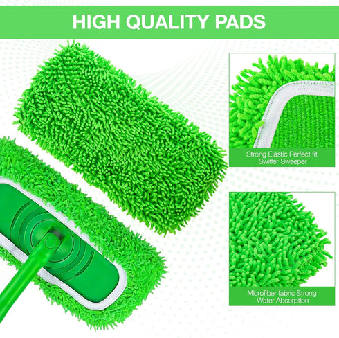 Vickorpen 5PCS Mop Pads for Swiffer Sweeper Reusable Microfiber Dry Wet Replacement Mop Pad Refills Sweeping Mopping