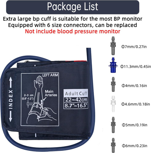 Large Blood Pressure Cuff, 8.7”-16.5” (22-42CM), Compatible with Omron BP Monitor, Replacement Cuff for Adult Big Arms