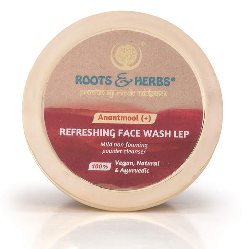 ROOTS AND HERBS Ayurvedic Face Wash Lep - 100% Vegan Refreshing Non-Forming Facial Cleanser (2.11oz)