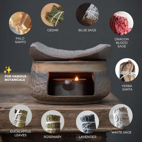 RIJATRAGAR Set Aromatherapy Ceramic Burner with Tealight Holder