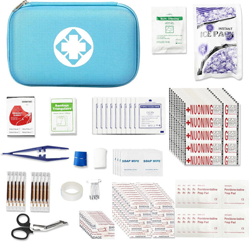 276PCS Small Travel First Aid Kit Supplies - Backpacking Essentials for Home Outdoor Adventure, Blue AMORNING