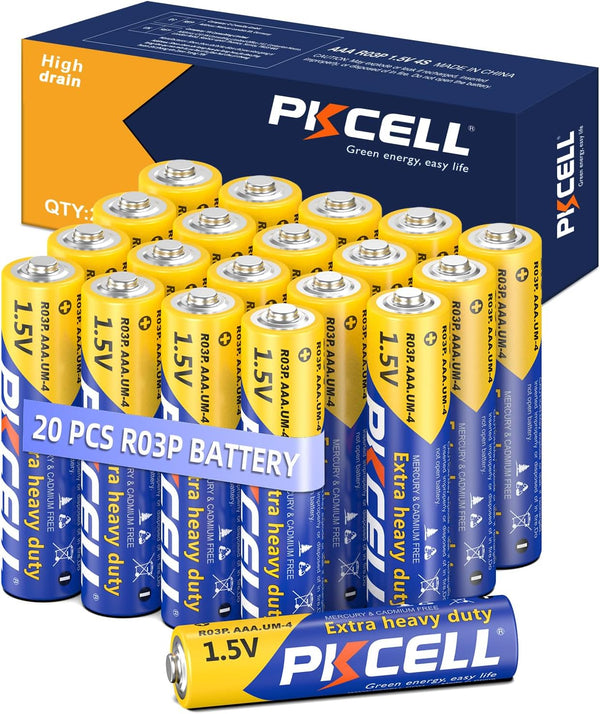 PKCELL 20-Pack AA High-Performance Batteries, Long-Lasting Alkaline 1.5 Volt Battery for Household Devices, Electronics