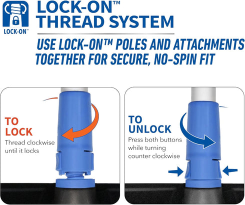 Unger Professional Lock-On 10” Bi-Level Soft Wash Brush, Compatible with 48" Water-Flow Pole for Cleaning