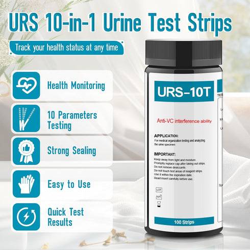 Urine Test Strips URS 10-in-1, 10 Parameters UTI Test Strips, Ketone Test Strips, 100 CT for Urinalysis