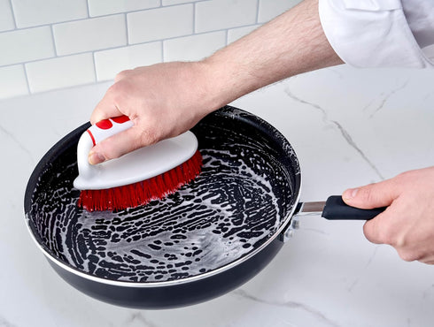 Superio Grout Brush, Dish Brush, Shower Scrubber Cleaning Brush, Stiff Bristles, Comfort Grip Handle,Red Brush Cleaner