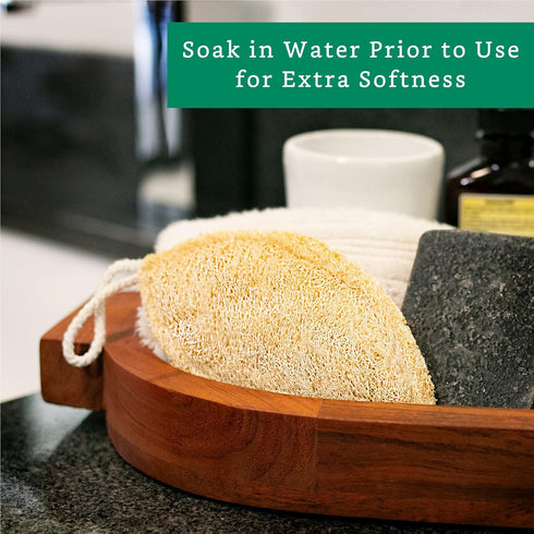 Natural Loofah Exfoliating Sponge (4 Pack) - Biodegradable Organic Loofah Sponge for Shower, Exfoliating Body Scrubber