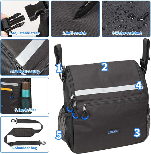 Backpack ZHCHG Wheelchair Bags, Wheelchair with Cup Holder, Wheelchair Bags to Hang on Back, Electric Wheel Chair