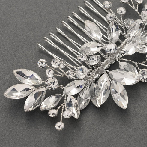 SWEETV Bride Silver Wedding Hair Comb, Crystal Hair Accessories with Rhinestone Bridal Hair Clip