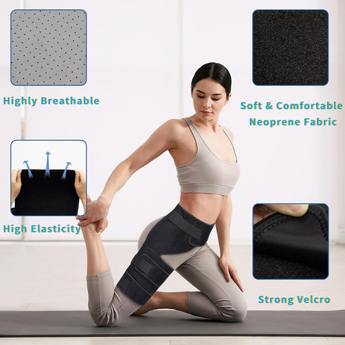 Adjustable Hip & Thigh Brace for Sciatica Pain Relief - Medical Compression Sleeve Stabilizer for Men and Women with