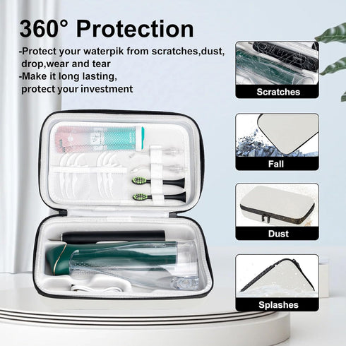 SMYV Water Flosser Travel Case, Portable Dental Oral Irrigator Organizer with Handle, Hard Eva Storage Bag (Beige)