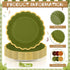 Tiangrid 48 9 Inch 6 Pcs Green and Brown Paper Plates Gradient Woodland Scalloped Paper Plates Disposable Dinner