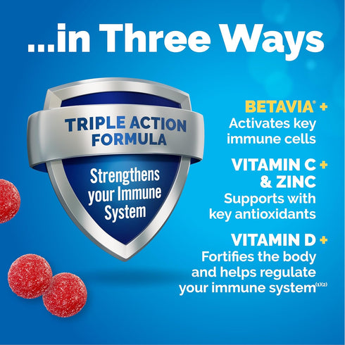 Emergen-C Immune+ Gummies, Vitamin D Plus 750 mg Vitamin C, Immune Support Dietary Supplement, Raspberry Flavor - 45