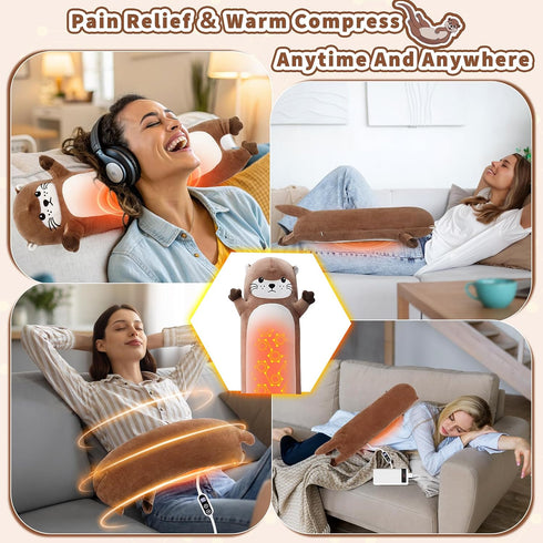 Relief,20 Otter Heating Pad-USB Heated Plush Stuffed Animals for Period Cramps and Menstrual Pain Portable Electric