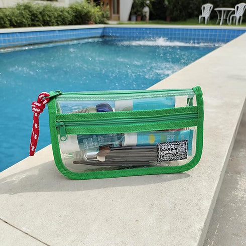 Rough Enough TSA Approved Toiletry Bag, Small Clear Travel Makeup Case Pouch Organizer with Zipper, Green