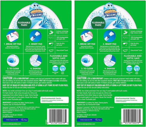 Scrubbing Bubbles Flushable Toilet Bowl Wand Cleaner Refills, Citrus Scent Toilet Refill Pads, 20 Count (Pack of 2)