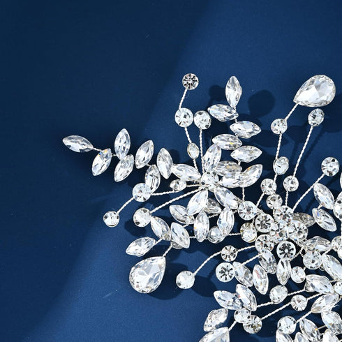 Wedding Headband Bridal Hair Pieces, Silver Rhinestone Side Comb Hair Accessories for Women