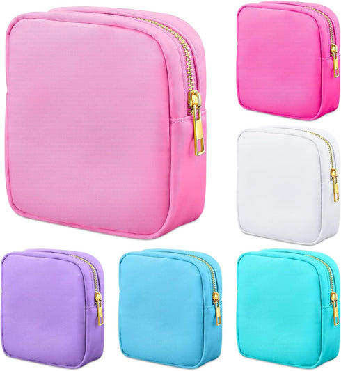 Remerry 6 Pcs Nylon Cosmetic Bag Set, Waterproof Makeup Organizer with Zipper for Women Girls (Colorful, 4.7 x 5.1 x 2