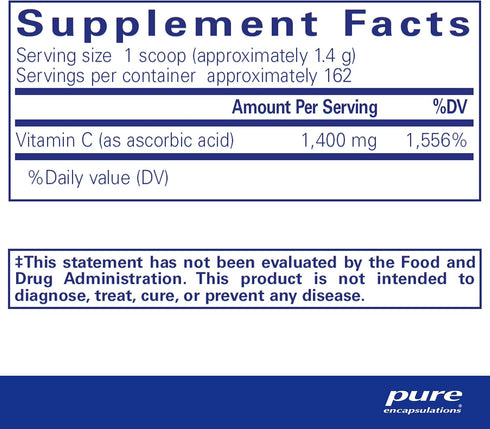 Pure Encapsulations Ascorbic Acid Powder | Hypoallergenic Vitamin C Supplement | 8 Ounces