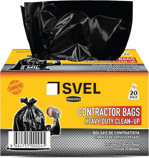 Svel Heavy Duty Industrial Contractor Bags 42 gallons 2 Mil (20 Bags) -