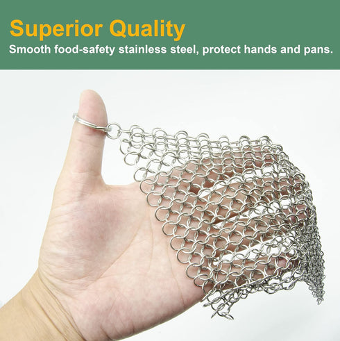 ifeel Cast Iron Cleaner,Cast Iron Scrubber,Premium 316L Stainless Steel Chainmail Scrubber for Cookware and Other Pots and Pans (Size1-8-x6-)