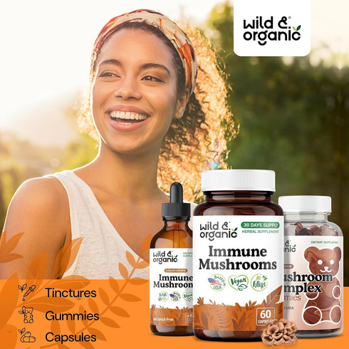 Immune 8 Immunity 30 60 Count Wild & Organic Mushroom Complex Capsules - Mushroom Blend Supplements for Support
