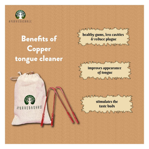 Copper Tongue Cleaners with Comfort Grip - Premium Grade - Pure Copper - 2 Tongue Scraper with 1 Travel & Storage Bag