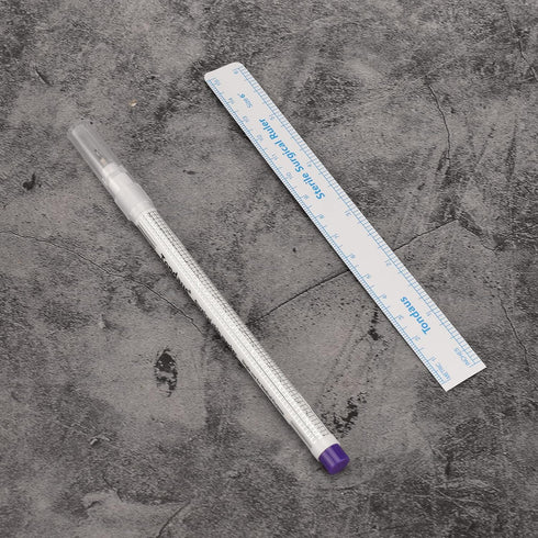10pcs Tattoo Marker Pen, Waterproof Disposable Microblading Marker with Paper Ruler, 0.5mm Head, Blue