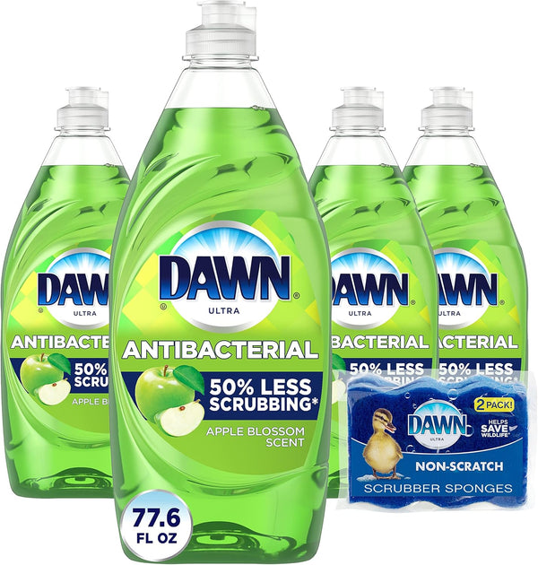 Dawn Dish Soap, Antibacterial Hand Soap, Dishwashing Liquid, Apple Blossom Scent,19.4 Oz,