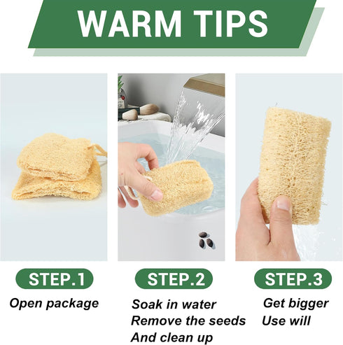 Natural Loofah Sponge Organic Exfoliating Body Scrubber, 6 Pack for Men and Women