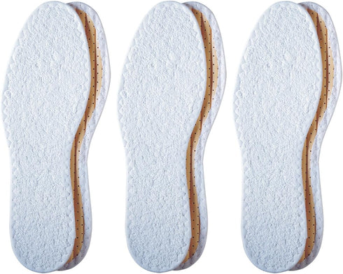 Pedag Summer Terry Cotton Sockless Insoles, Handmade in Germany, Washable, US Women 8/ Men 5/ EU 38, White, 3 Pair