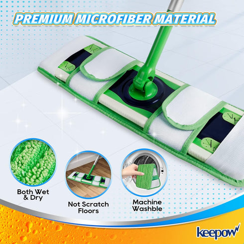 KEEPOW XL Wet Pads Refills for Swiffer XL - Reusable Microfiber Mop Pads for Hardwood Floor (4 Pack)