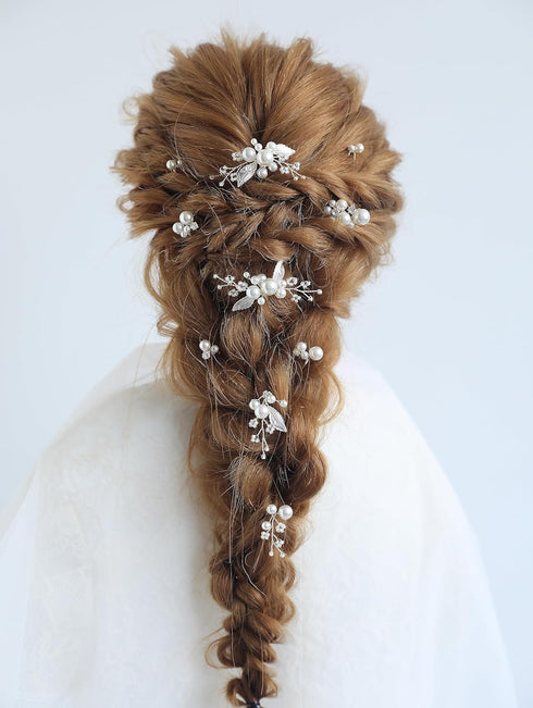 Pearls Bridal Hair Pins, U Shaped Hair Accessories for Wedding Brides, Light Gold Headpiece for Women Girls