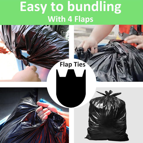 Joylake 65 1.2 60 Count 4 65 Gallon Trash Bags Heavy Duty Mil Bulk with Innovative Flap Ties | Compatible