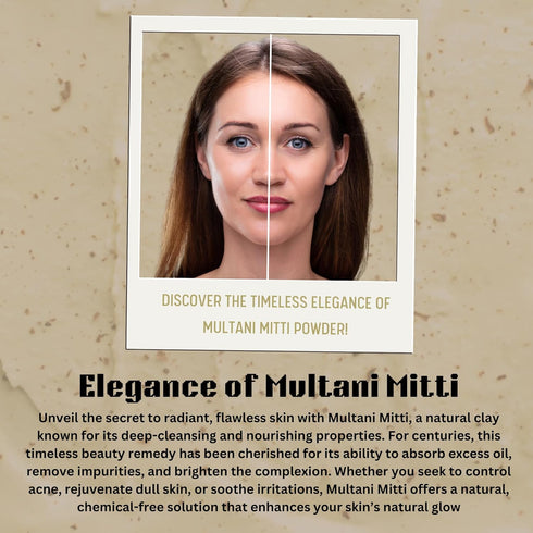 Multani Mitti Earth Clay, 100% Natural Indian Healing Clay Mask for Skin Care, 5.3 oz