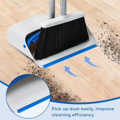 Broom and Dustpan Combo Set, 52" Upright Dust Pans with Long Handle Angle Broom for Home Cleaning